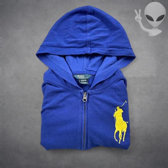 Polo Ralph Lauren Lightweight Jacket Small Blue Big Pony Zip Hoodie - Picture 7 of 7
